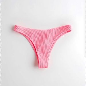 Pink Ribbed Bikini Bottoms